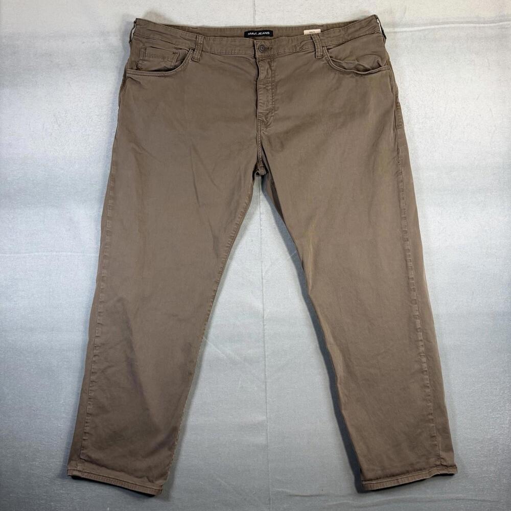 Mavi Matt Pants Mens 46x30 Brown Mid-Rise Relaxed Straight Leg Stretch Twill
